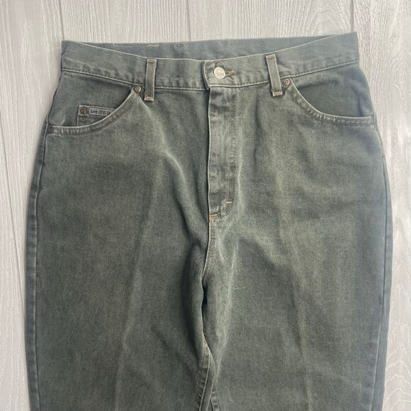 Lee Riveted Denim Women's Vintage Olive Green Cotton Mom Jeans Size 12 Short - Picture 8 of 12